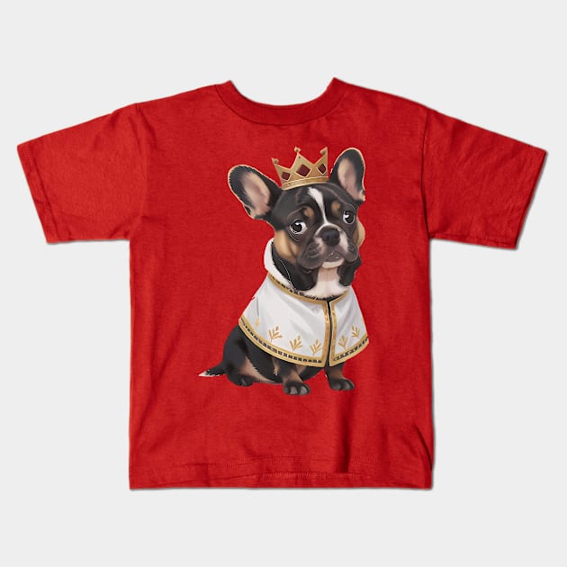 Regal Frenchie's Charm Kids T-Shirt by VerdantCreature